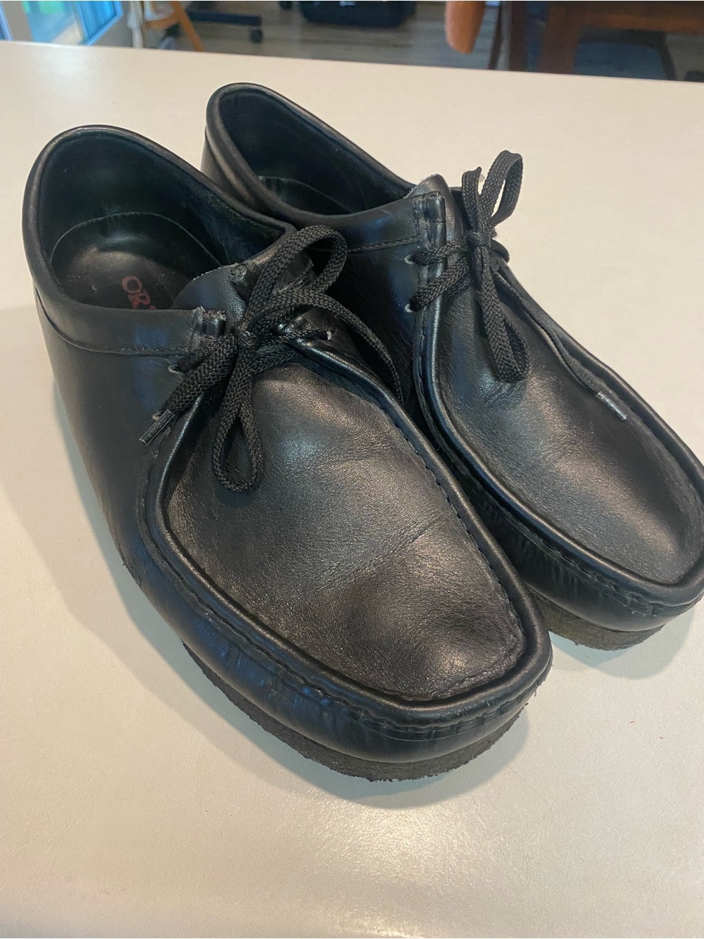 CLARKS WALLABEE ORIGINAL SOFT LEATHER EYELET LACE UP SUPPLE BLACK MENS SZ 12